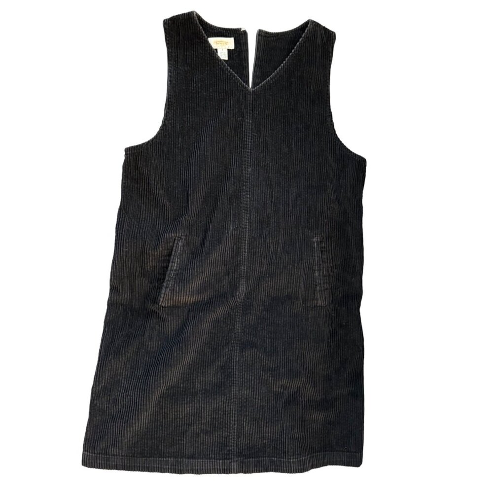 VTG Talbots Petite Corduroy shift mini dress black sz 8P